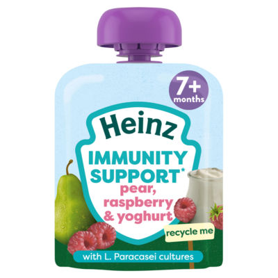 Heinz pear, raspberry & yogurt baby food pouch 85g, UK version