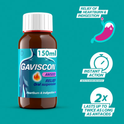 Gaviscon heartburn relief liquid aniseed flavour 150ml - British product