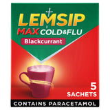 Lemsip Max Cold & Flu Blackcurrant 5 sachets (British brand)