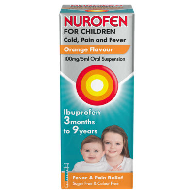Nurofen children's ibuprofen suspension Orange 100ml (British brand)