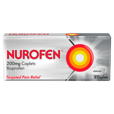 Nurofen Ibuprofen 200mg caplets 8 count, imported from the UK