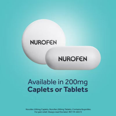 Nurofen Ibuprofen 200mg caplets 8 count, imported from the UK