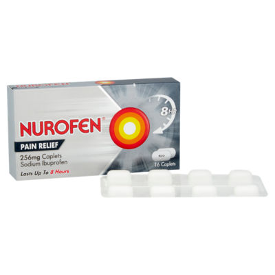 Nurofen pain relief 256mg caplets 16 caplets, imported from the UK