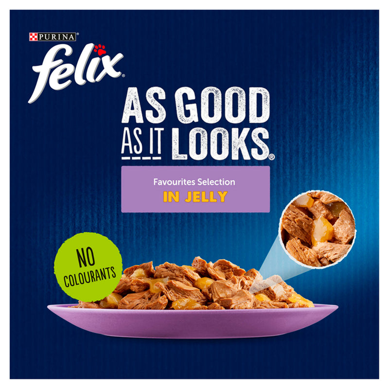 Felix Cat Food Pouches Favourites Selection Jelly 12 x 85g - British product