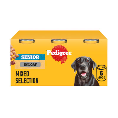 Pedigree Senior Nassfutter für Hunde gemischte Auswahl in Pastete 6 x 400g Dosen