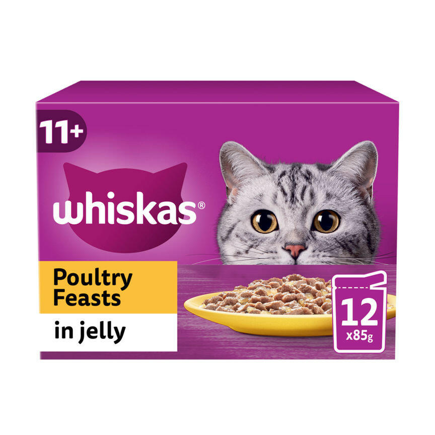 Whiskas 11+ Poultry Feasts Senior Wet Cat Food Pouches in Jelly GOODS ASDA