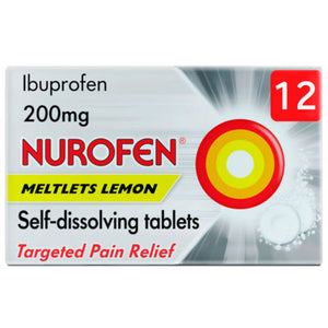 Ibuprofen 200mg Lemon Self-Dissolving Tablets for Pain Relief, 12 Count