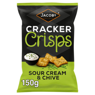 ASDA Jacob's Cracker Crisps Sour Cream & Chive Crisp Snack Biscuits 150g- Buy online at McGrocer