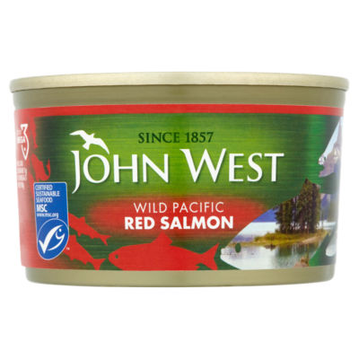 John West wild red salmon 213g, imported from the UK