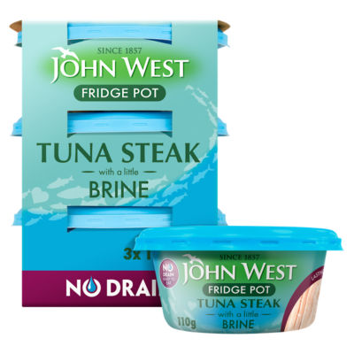 John West No Drain Fridge Pot Tuna Steak with a Little Brine 3 x 110g