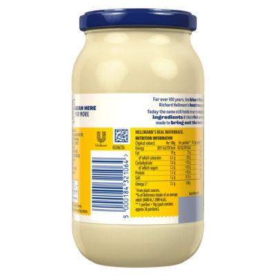 Hellmann's Real Mayonnaise condiment 400g jar, UK version