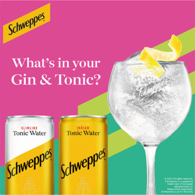 Schweppes Slimline Tonic Water 12 x 150ml cans (British brand)