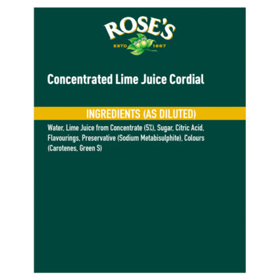 Rose's lime cordial 1L, imported from the UK