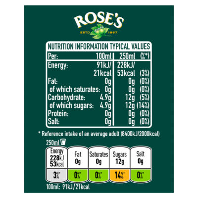 Rose's lime cordial 1L, imported from the UK