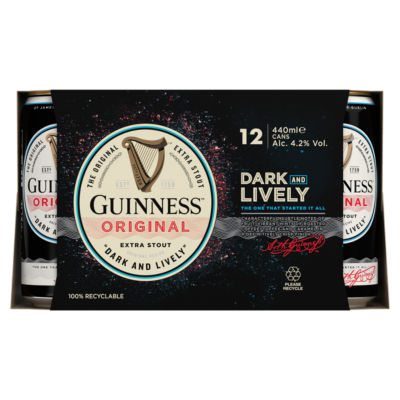 Guinness Original Extra Stout beer 12 x 440ml case, UK version