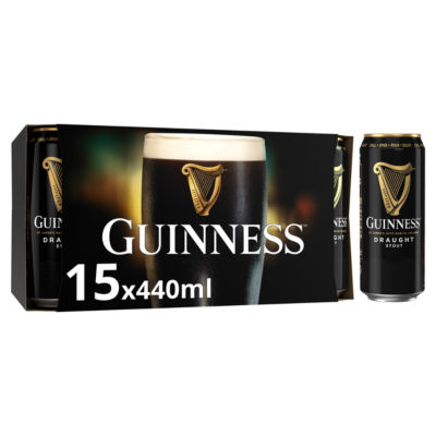 Guinness Draught stout beer 440ml can pack of 15 (British brand)