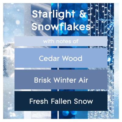 Glade Starlight & Snowflakes candle 129g, imported from the UK