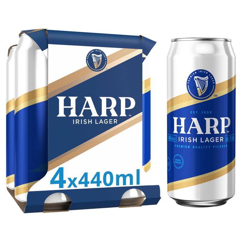 Harp Premium Irish Lager 4x440ml cans - British product