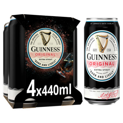 Guinness Extra Stout beer 4x440ml cans, UK version