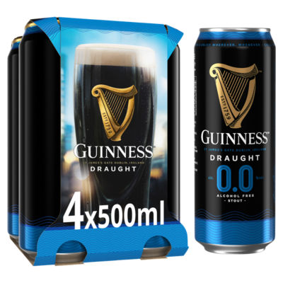 Guinness Zero non-alcoholic stout 4-pack 500ml, UK version