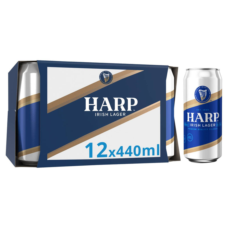 Harp Irish lager 440ml cans 12 pack (British brand)