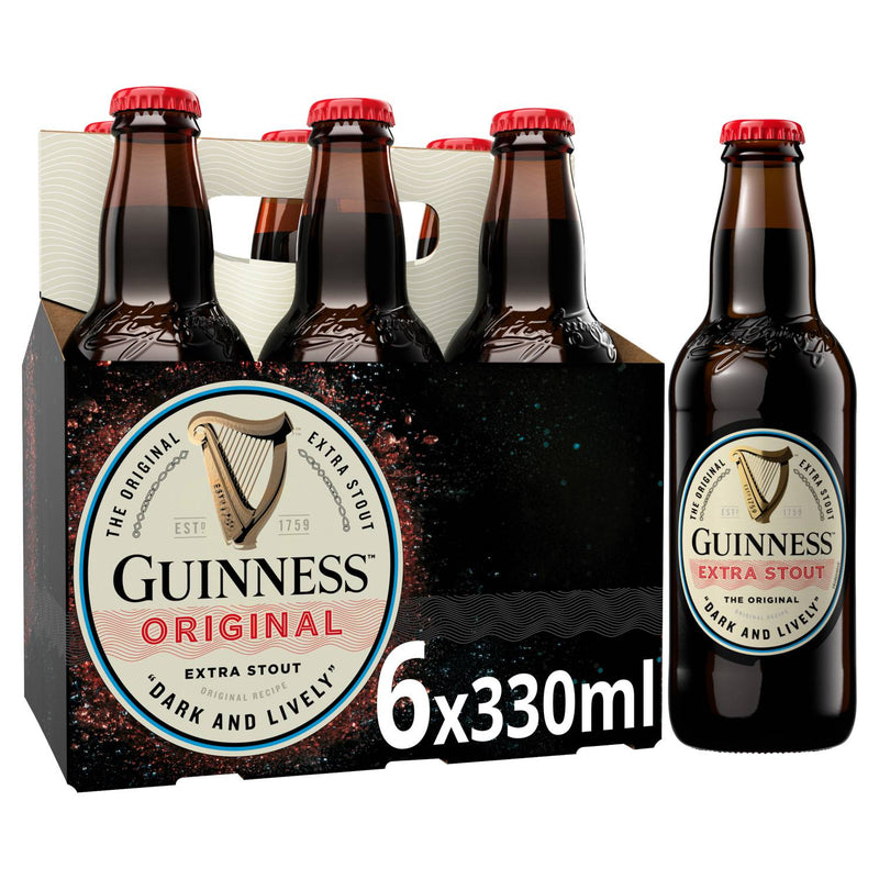 Guinness Extra Stout 6 x 330ml, imported from the UK