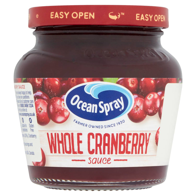 Ocean Spray whole cranberry sauce 250g, imported from the UK