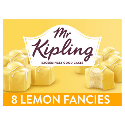 Mr Kipling Lemon French Fancies cakes 8 pack, imported from the UK