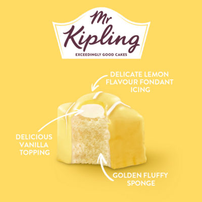 Mr Kipling Lemon French Fancies cakes 8 pack, imported from the UK