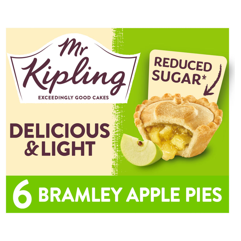 Mr Kipling Bramley Apple Pies 6 pack, imported from the UK