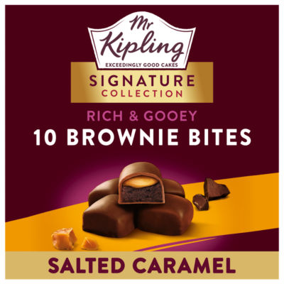 Mr Kipling salted caramel brownie bites 10 pack, imported from the UK