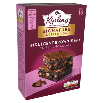 Mr Kipling triple chocolate brownie mix 379g, imported from the UK