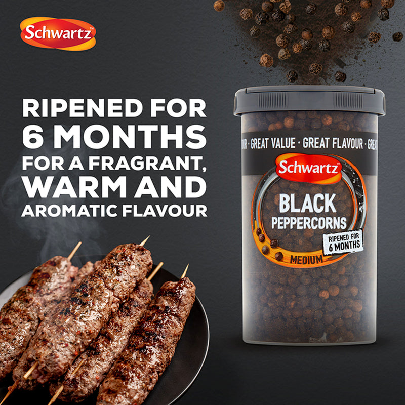 Schwartz medium whole black peppercorns 100g, UK version