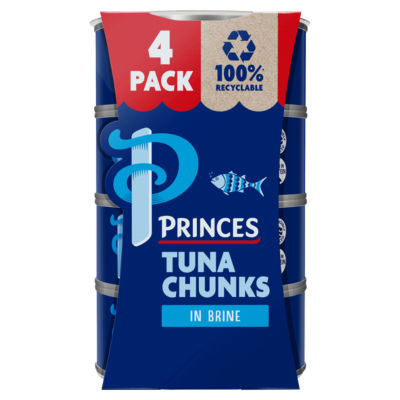 Princes tuna chunks in brine 4 x 145g tins (British brand)