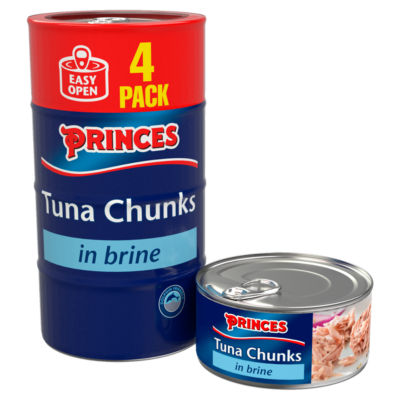 Princes tuna chunks in brine 4 x 145g tins (British brand)
