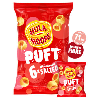 Hula Hoops Puft Salted Crisps 6 Pack, UK version