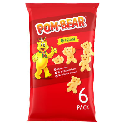 Pom Bear Original Crisps Multipack 6 Pack, imported from the UK