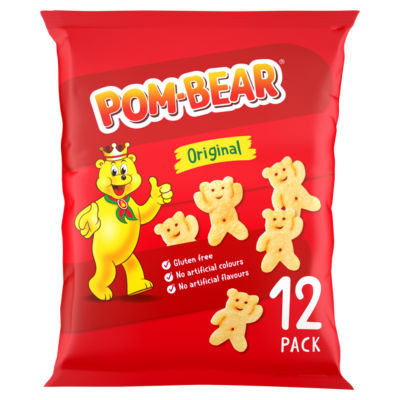Pom Bear Original Crisps 12 Pack, imported from the UK