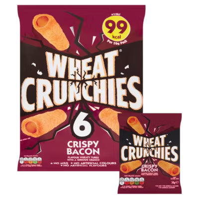 Bacon flavoured wheat crunchies crisps 6 pack multipack (British brand)