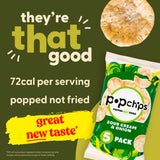 Popchips Sour Cream & Onion popped potato snacks 5 pack, imported from the UK