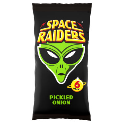 Space Raiders pickled onion crisps 6 pack (British brand)