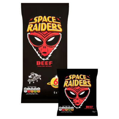 Space Raiders beef crisps 6-pack (British brand)