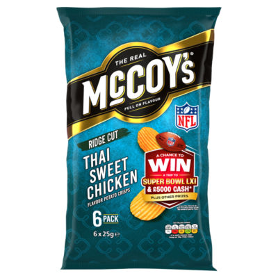 McCoy's Thai Sweet Chicken Crisps 6 Pack, imported from the UK