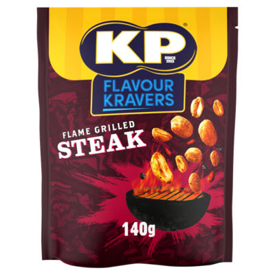 KP flame grilled steak flavoured peanuts 140g, UK version