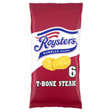Roysters T-Bone Steak flavour crisps 6-pack multipack, imported from the UK