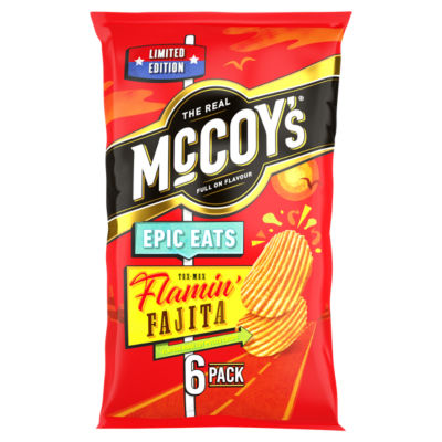 ASDA McCoy's Epic Eats Flamin' Fajita Potato Crisps 6 Pack- Buy online at McGrocer