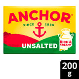 Anchor unsalted butter block 200g - British product