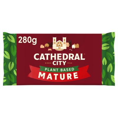 ASDA Cathedral City Plant Based Mature Cheddar Cheese Flavour Vegan Cheese Block 280g- Buy online at McGrocer
