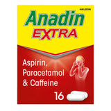 Anadin Extra Aspirin Paracetamol Caffeine Caplets 16s - British product