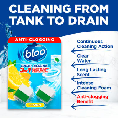 Bloo anti-clogging toilet block Lemon 100g - British product